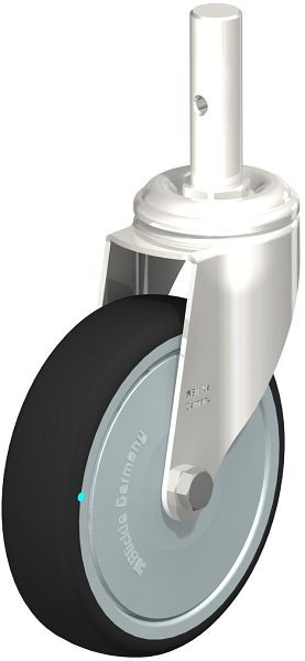 Blickle LKRXA-PATH 126KD-FK-ZAX51 Edelstahl-Lenkrolle mit Zapfen, Thermoplastisches Polyurethan, Grau, 856445