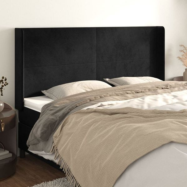 vidaXL Kopfteil mit Ohren Schwarz 203x16x118/128 cm Samt, 3119368