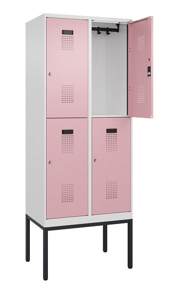 C+P Doppelstock-Spind Evolo PLUS, Gestell, 4 Fächer, 2120x800x500mm, 9016/3015, Zylinderschloss, 0493307-22 S10045