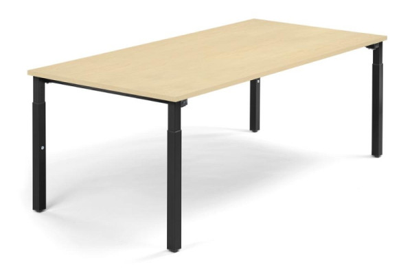 Deskin Konferenztisch System MODUL, Ahorndekor, 2000 x 1000 x 650 mm, Gestell: Schwarz RAL 9005, 348139