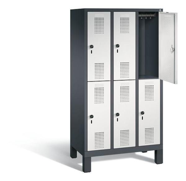 C+P Spind doppelstöckig Evolo, H1650xB900xT500mm, Farbe: Schwarzgrau / Lichtgrau, 483106-30 S10048