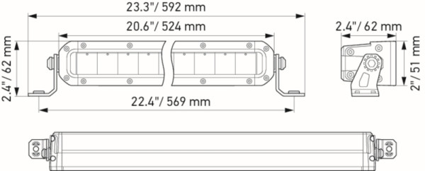 HELLA LED-Fernscheinwerfer, Black Magic Slim Lightbar 20", 12/24V, 3910lm, schlank, Referenz: 50, Anbau, ECE, glasklar, 2000mm, vorne, 1FJ 358 196-301