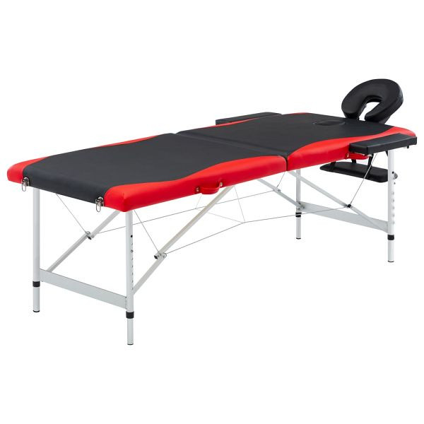 vidaXL Massagetisch Klappbar 2 Zonen Aluminium Schwarz und Rot, 110230