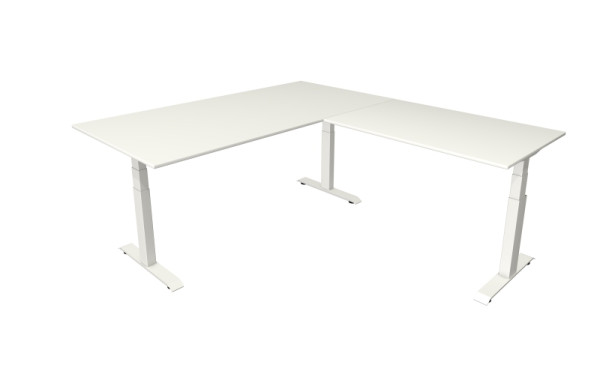 Kerkmann Steh-/Sitztisch Move 4 neu 200 x 100 cm mit Anbau 120 x 80 cm Gestell weiß, Tischplatte weiß, (Montage), 10093310-1