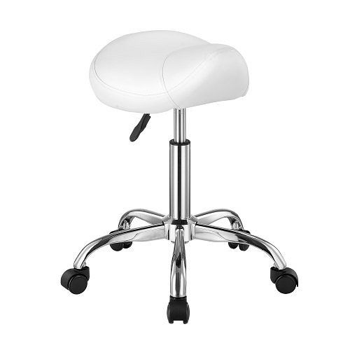 VEVOR Sattelhocker 204 kg belastbar, höhenverstellbar (55-71 cm), ergonomisch, PU-Leder, Weiß für Salon Spa Massage, MADBSJSMADWKZES31V0