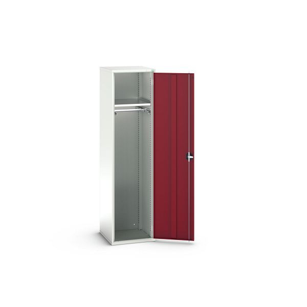 bott verso Garderobenschrank, mit 1 Fachboden und 1 Kleiderstange, BxTxH: 525 x 550 x 2000 mm, Lichtgrau / Purpurrot, 16926350.24