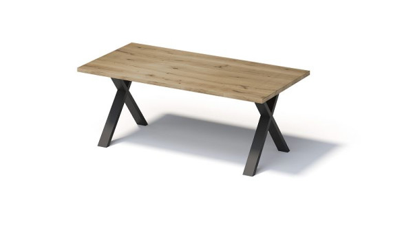 Bisley Fortis Table Regular, 2000 x 1000 mm, gerade Kante, geölte Oberfläche, X-Gestell, Oberfläche: natürlich / Gestellfarbe: schwarz, F2010XP333