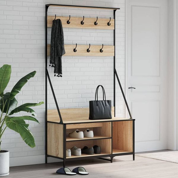 vidaXL Kleiderständer mit Schuhablage Sonoma-Eiche 100x41x184 cm, 837868