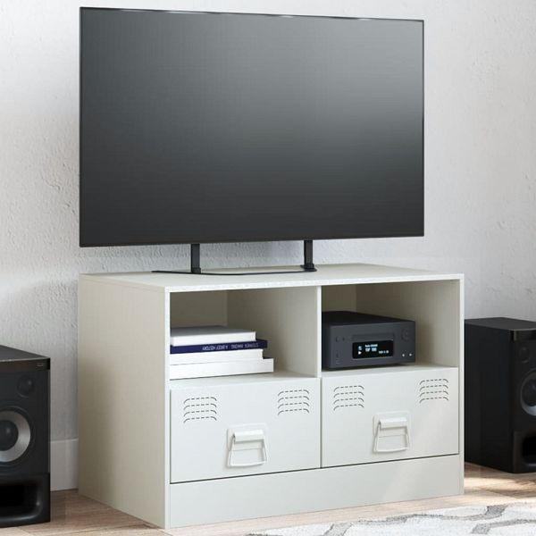 vidaXL TV-Schrank Weiß 67x39x44 cm Stahl, Material: Kaltgewalzter Stahl, 841749