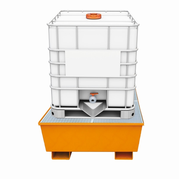 Eichinger Industrie Auffangwanne mit konischen Seitenwänden, mit Gitterrost, 1 x IBC reinorange, 30102000000001