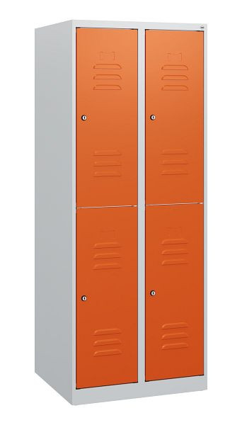 C+P Doppelstöckiger Spind Classic PLUS, 2 Abteile, 1530x600x500mm, 7035/2004, Zylinderschlösser, 0803005-20 S10031