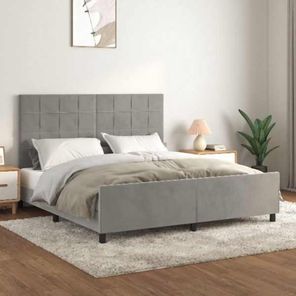 vidaXL Bettgestell mit Kopfteil Hellgrau 180x200 cm Samt, 3125769
