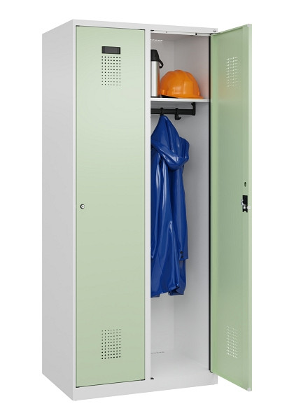 C+P Spind Evolo PLUS, 2 Abteile, 1850x800x500mm, 9016/6019, Verschluss Zylinderschloss, Ablageböden 2, 049000-22 S10046