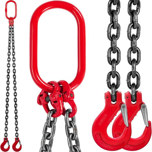 VEVOR Hebekettenschlinge – 2/5 Zoll x 5 Fuß Doppelschenkel mit Stahlhaken – Güteklasse 80, GLSJG80SZ10MMX1.5V0