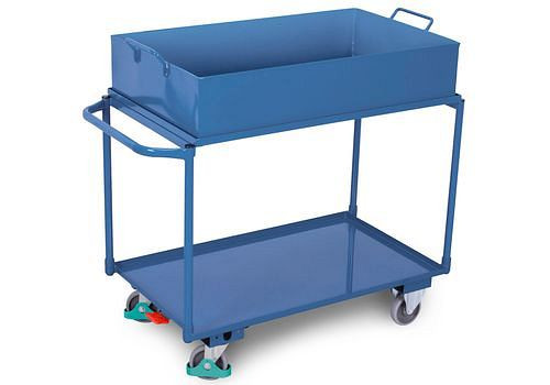 DENIOS Tischwagen DENIOS classic-line, mit abnehmbarer Stahlwanne, 845 x 495 mm, 250 kg, 258876