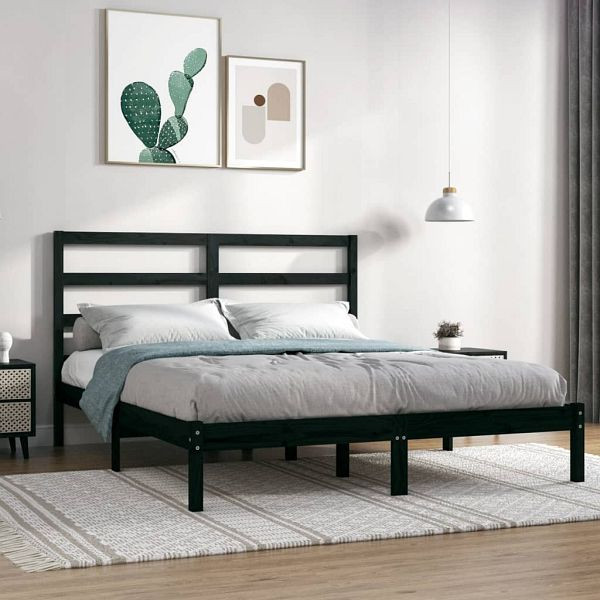 vidaXL Massivholzbett Schwarz Kiefer 140x190 cm, 3104917