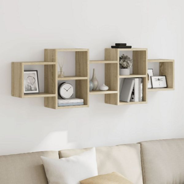 vidaXL Wandregal Sonoma-Eiche 129x18x42 cm Holzwerkstoff, 853220
