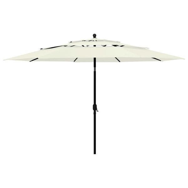 vidaXL Sonnenschirm mit Aluminium-Mast 3-lagig Sandfarben 3,5 m, 313876