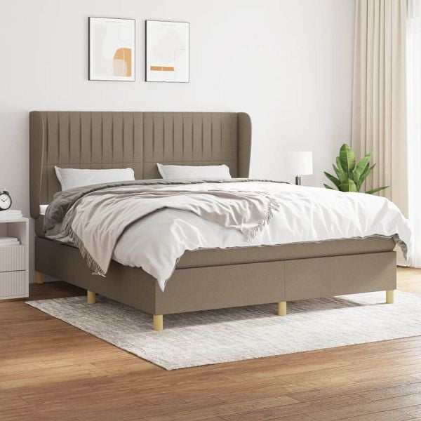 vidaXL Boxspringbett mit Matratze Taupe 160x200 cm Stoff, 3128697