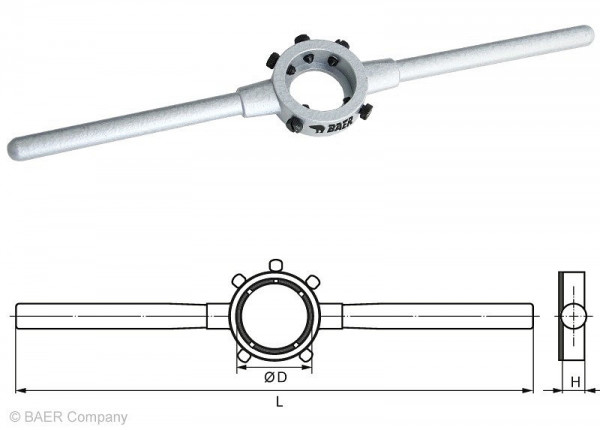 BAER Druckguss-Schneideisenhalter 45 x 14mm / MF 16-20 / G 3/8-1/2, 491823008