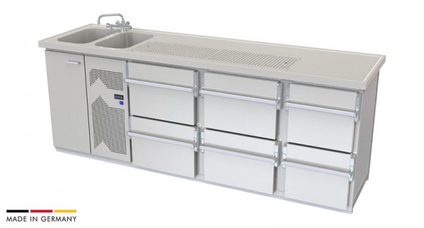 hefa Theke Brillant 25/2L-ZZZ, Abmaße: 950 x 2.500 x 650/700 mm, Brillant 25/2L-ZZZ