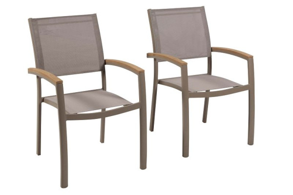 Merxx Piemont Stapelsessel, 2er Set, Applikationen aus Kunststoff in realistischer Holzoptik, champagner Gestell, 51100-305
