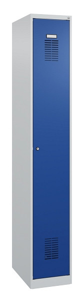 C+P Spind Basis PLUS, 1 Abteil, 1850x300x500mm, 7035/5010, Zylinderschloss, 088055-10 S10003