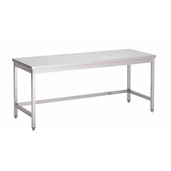 Gastro-Inox Edelstahl AISI 430 Arbeitstisch ohne Grundboden, 1800x700x850mm, verstärkt mit 18 mm dicker, beschichteter Spanplatte, 301.142
