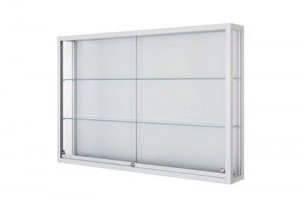 APH ELEGANZ Wandvitrine mit Schiebetüren, rollengelagert, eckig, 1250 x 1000 x 250 mm, IWER-011