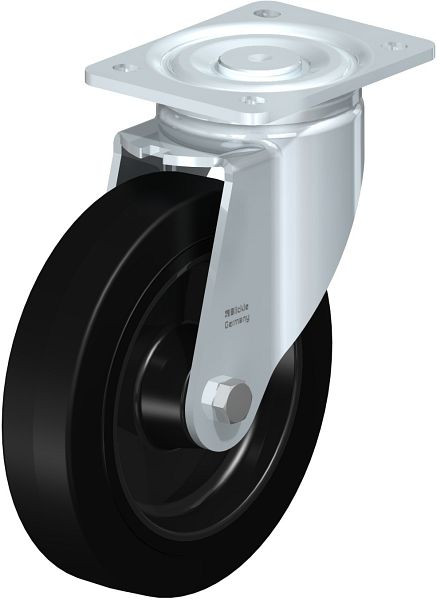 Blickle LH-POEV 200XR Stahlblech-Lenkrolle, Schwerlast-Ausführung, mit Anschraubplatte, Elastik-Vollgummi, Schwarz, 851863