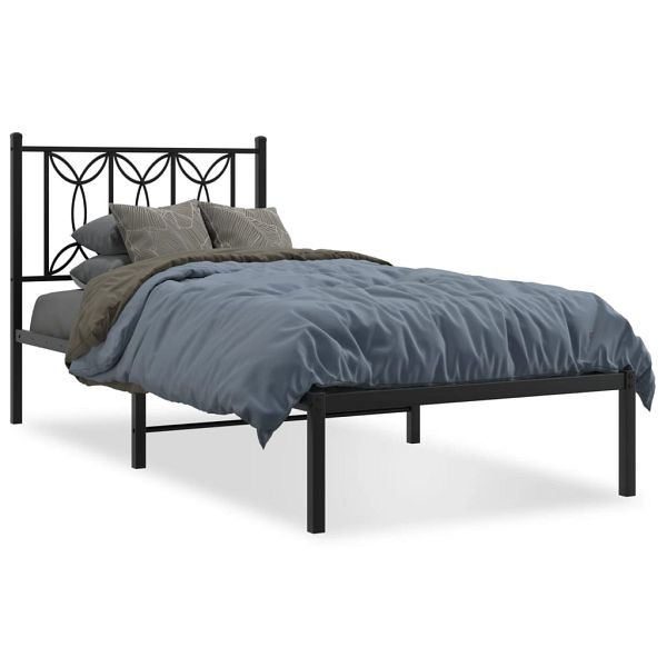 vidaXL Bettgestell mit Kopfteil Metall Schwarz 80x200 cm, 376119