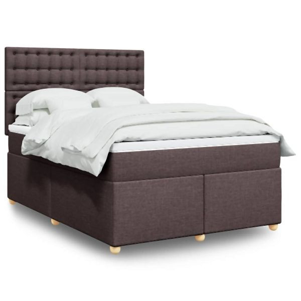 vidaXL Boxspringbett mit Matratze Dunkelbraun 140x200 cm Stoff, 3291320