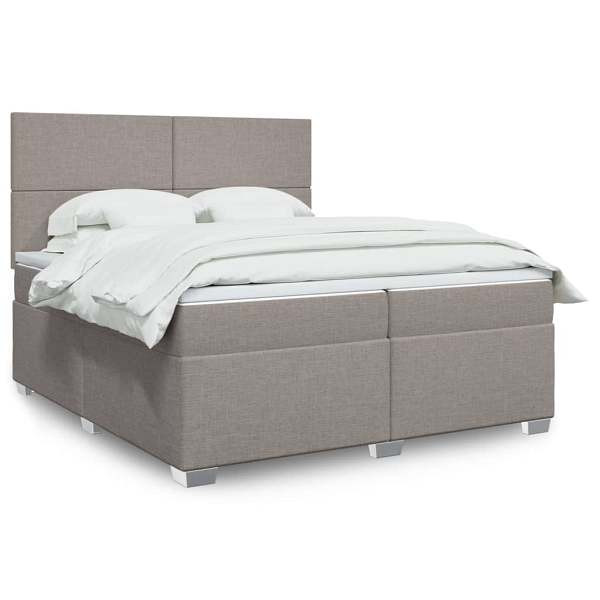 vidaXL Boxspringbett mit Matratze Taupe 200x200 cm Stoff, 3290592