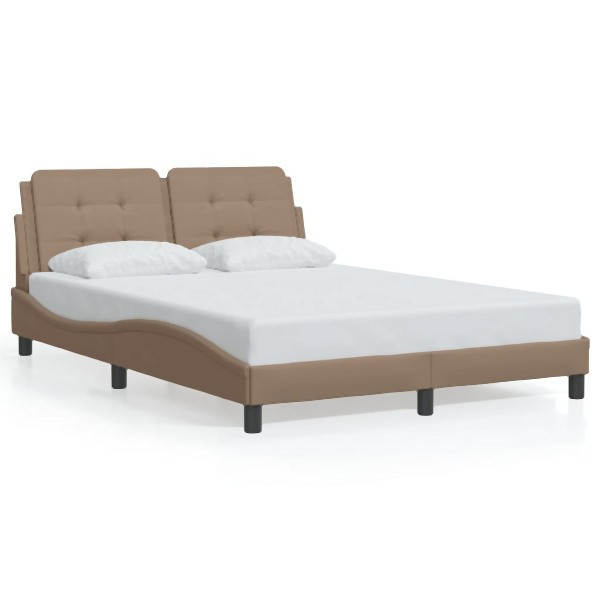 vidaXL Bettgestell mit LED Cappuccino-Braun 140x190 cm Kunstleder, 3214107