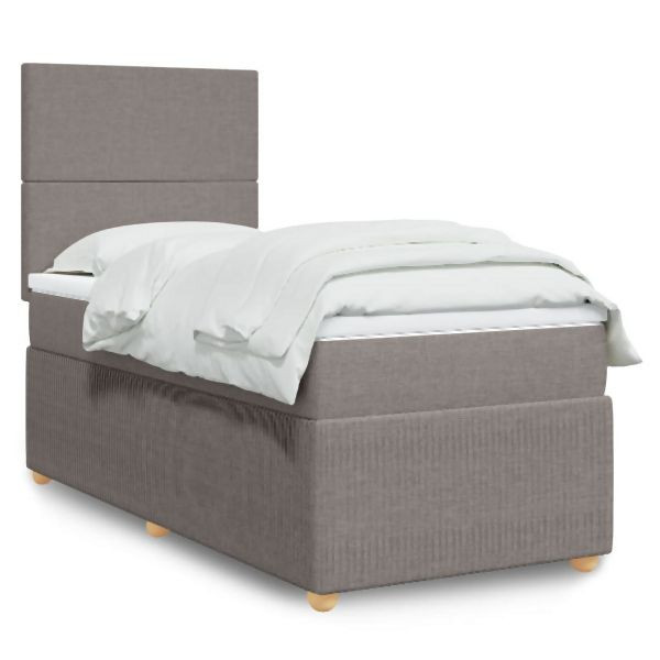 vidaXL Boxspringbett mit Matratze Taupe 90x200 cm Stoff, 3294236