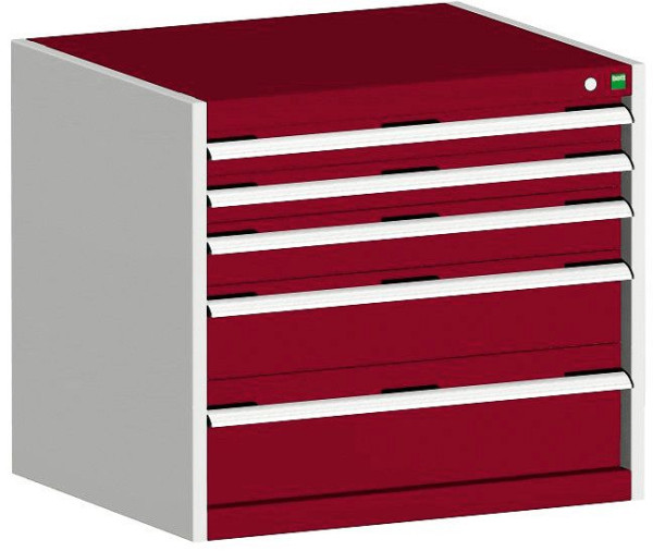 bott cubio Schubladenschrank bestückt mit 5 Schubladen BxTxH: 800 x 525 x 700 mm, RAL 7035/3004, 40012095.24V