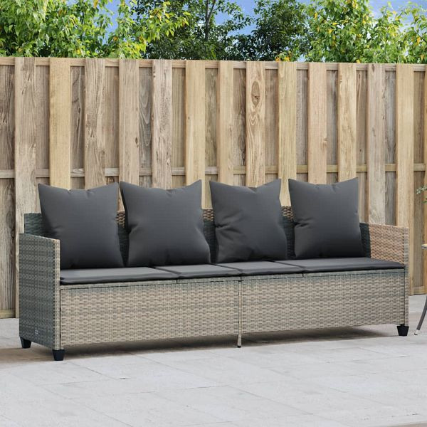 vidaXL Sonnenliege mit Kissen Hellgrau Poly Rattan, 368349