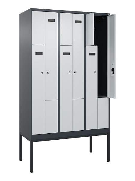 C+P Z-Spind Evolo PLUS, Gestell, 6 Fächer, 2120x1200x500mm, 7016/7035, Zylinderschloss, 0490337-326 S10044