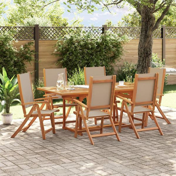 vidaXL 7-tlg. Garten-Essgruppe Massivholz Akazie und Textilene, 3279317