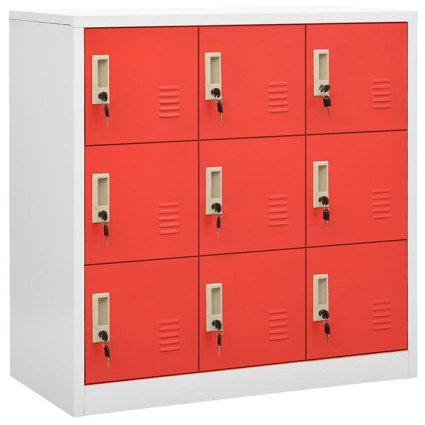 vidaXL Schließfachschrank Hellgrau und Rot 90x45x92,5 cm Stahl, 336442