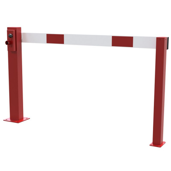 Stein HGS Kompakte Handschranke mit festem Auflagepfosten, Dreikantverschluss, rot / weiß, 1500 mm, 63697.0001