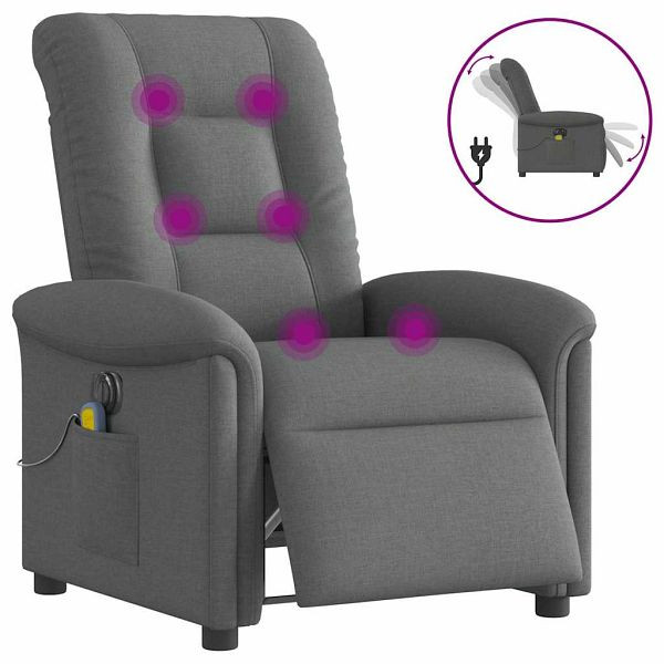 vidaXL Massagesessel Elektrisch Dunkelgrau Stoff, 3303245