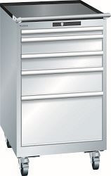 LISTA Schubladenschrank mobil 27x36E (BxTxH) 564x725x990mm KEY Lock, 5 Schubladen, Farbe: Lichtgrau, 14.374.020
