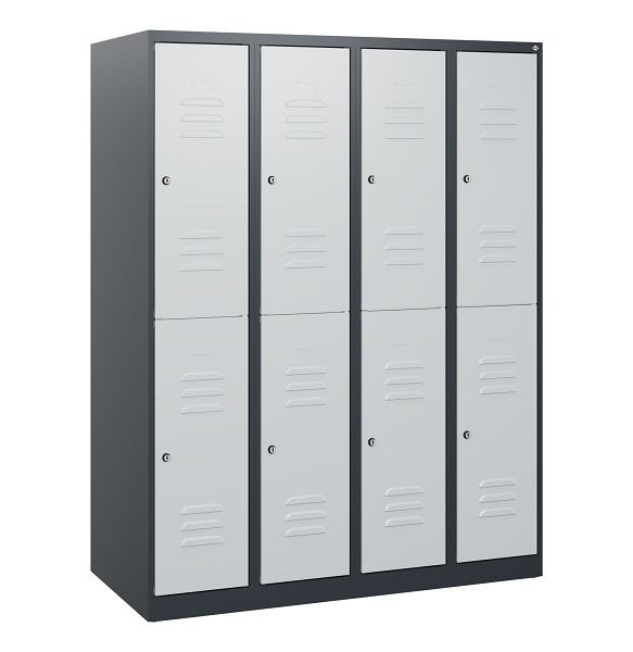 C+P Doppelstöckiger Spind Classic PLUS, 4 Abteile, 1530x1200x500mm, 7016/7035, Zylinderschlösser, 0803005-40 S10021
