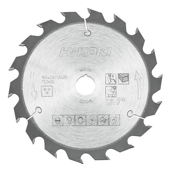 HiKOKI TCT Kreissägeblatt Holz 160x20/16xZ18 Wechselzahn, 752406