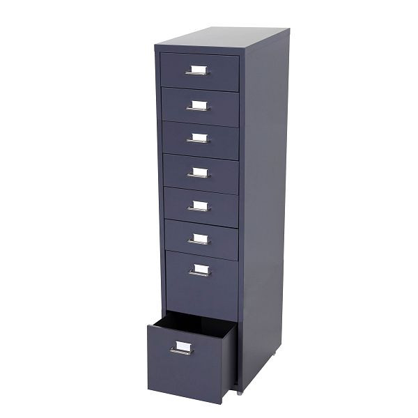 Mendler Rollcontainer Boston T851, Schubladenschrank Stahlschrank, 110x28x41cm 8 Schubladen, dunkelgrau, 55303