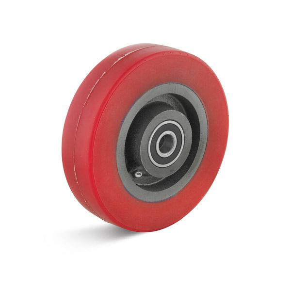 Torwegge Elastik-Polyurethanrad, Tragfähigkeit 800 kg, Rad-Ø 200 mm, Radbreite 50 mm, Achsloch-Ø 20 mm, Nabenlänge 60 mm, 0051267