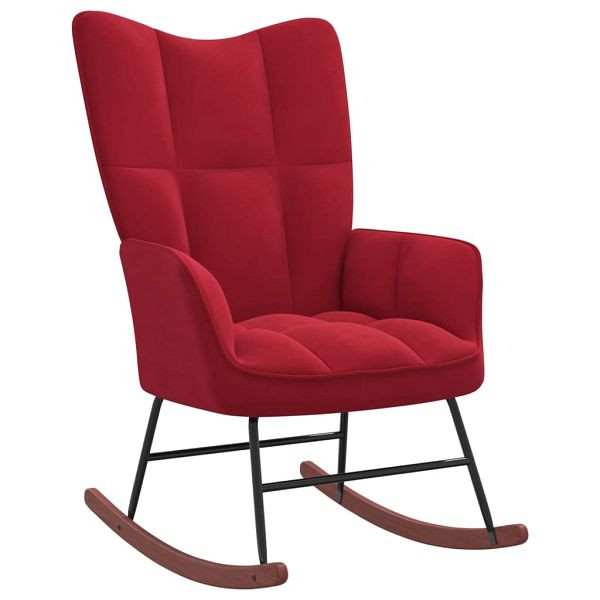 vidaXL Schaukelstuhl Weinrot Samt (Polyester), Kautschukbaum, 328144
