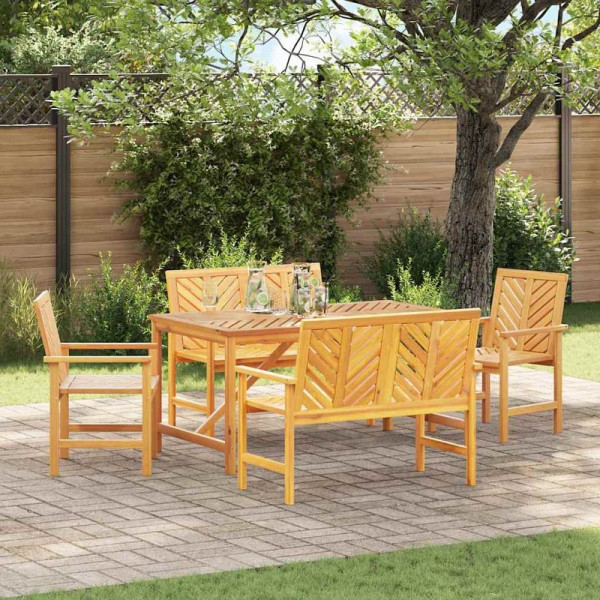 vidaXL Garten Essgruppe, 5er Set, Braun 150 x 90 x 74 cm Akazie Massivholz, 3154109