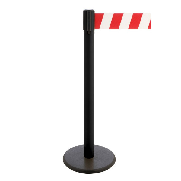 Stein HGS Personenleitsystem -P-Line Premium-, schwarz, rot/weiß diagonal (schraffiert), mit Gurtendstück (Standard), Gurtlänge: 3,8 m, 34241j-1302